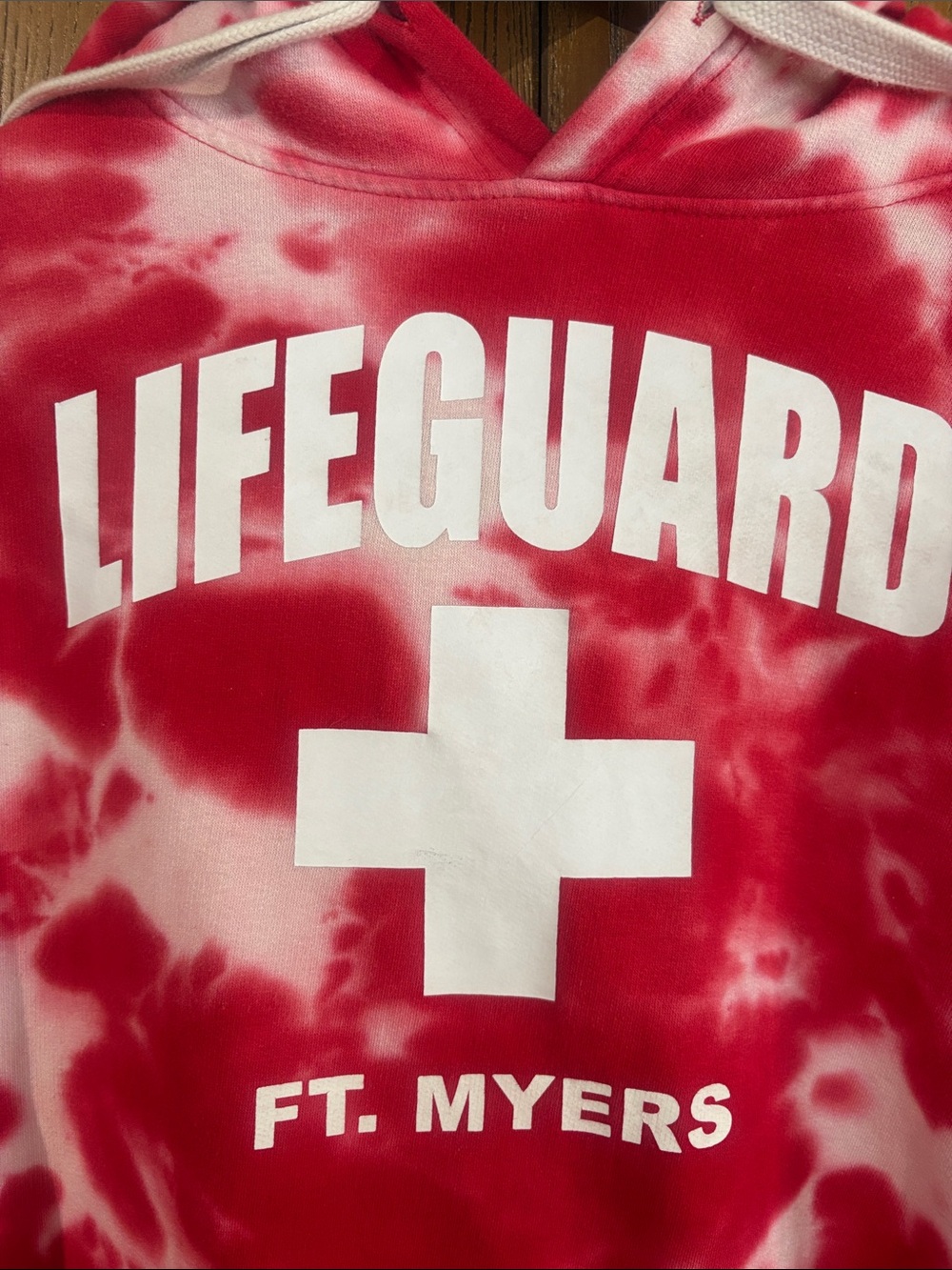 Lifeguard Ft. Myers Red Tie-Dye Hoodie Sweatshirt - Picture 2 of 6